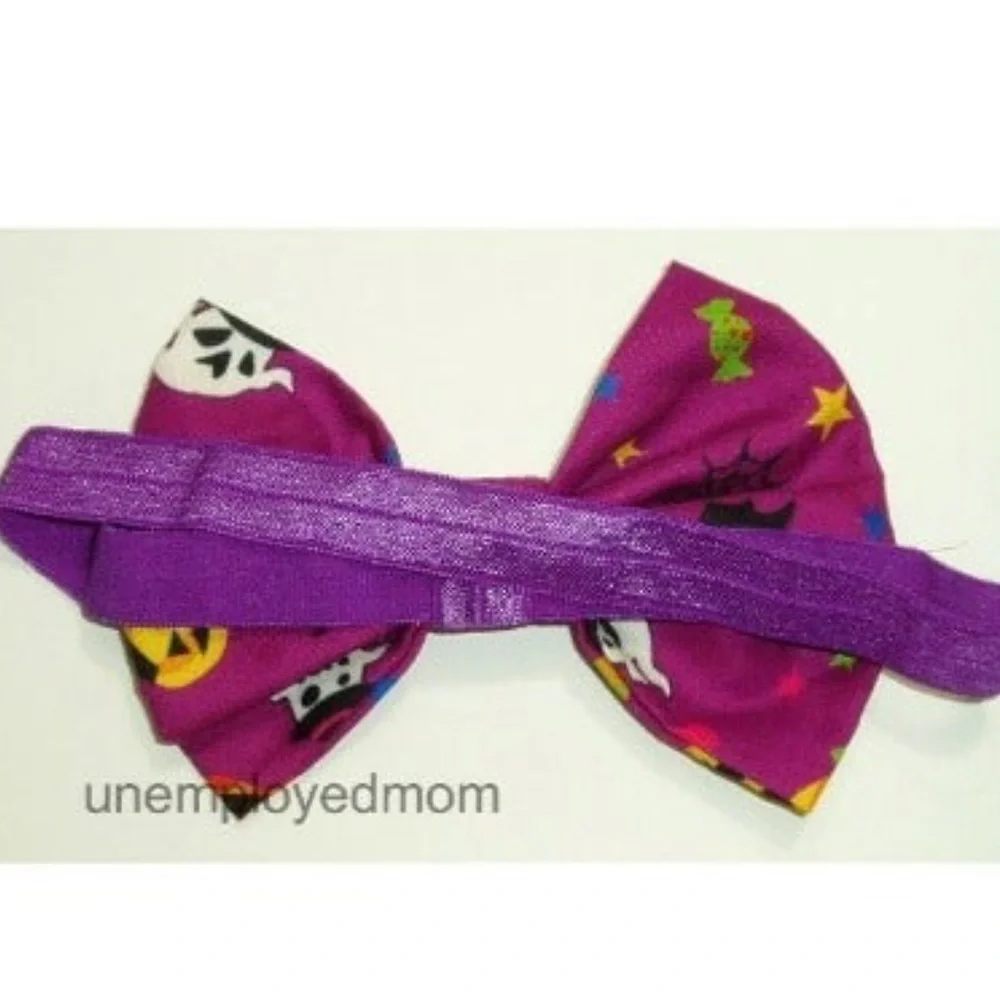 Purple Pumpkin Halloween Bow Headband Baby Girls Hair Accessories Headwrap